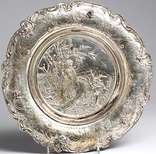 Antique German Silver-Plate Rococo-Style Charger
