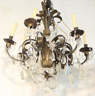 Wrought-Iron & Crystal 6-Light Chandelier