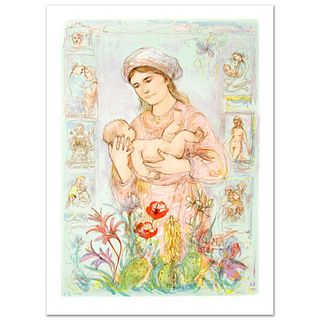 Raquela Limited Edition Lithograph by Edna Hibel (1917-2014), Numbered and Hand Signed with Certificate of Authenticity.