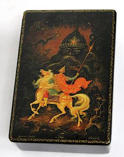 Vintage Hand-Painted & Lacquered Russian Box