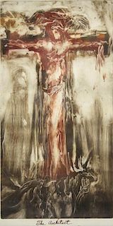 Unsigned Impressionist Aquatint of the Crucifixion