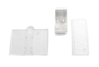 A Lalique Molded and Frosted Glass Desk Set,