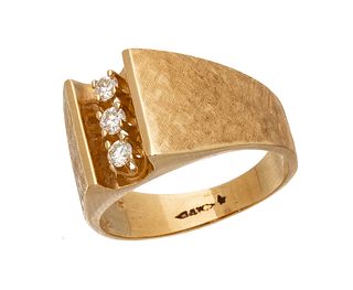 Man's 14kt Gold And 0.45 Ct Diamonds Ring, 8.5g Size: 9