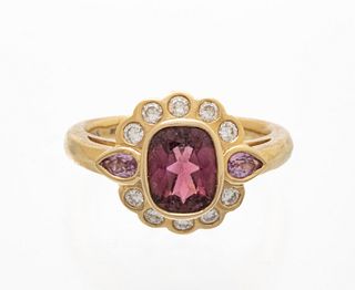 Pink Tourmaline, Sapphire & Diamond Ladies Ring, 5g Size: 6