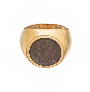 14K Yellow Gold And "Constantinople" Coin Ring, Size 9, 11g