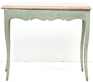 Vintage Louis XV-Style Marble Top Console Table