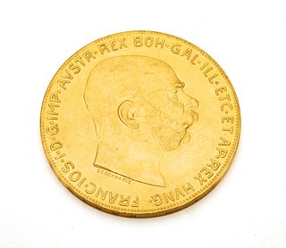 1915 100 Corona Franz Joseph Austrian Empire Gold Coin, 34g