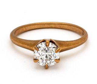 Approx. .30ct Brilliant Cut Diamond & 14kt Gold Ring, Ca. 1950, Size: 6
