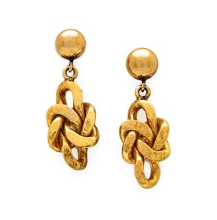 14K Yellow Gold Pendant Earrings 7.3g 1 Pair