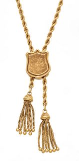 14kt Yellow Gold Necklace And Slide Pendant, Ca. 1930, L 26" 36g
