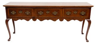 Queen Anne Style Oak & Mahogany Sideboard, H 31.5" L 72" Depth 19"