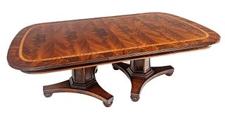 Henredon (American) 'Natchez Collection' Mahogany & Fruitwood Dining Table, H 29.5" W 52" L 86"