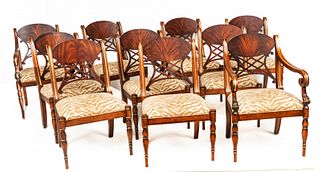Henredon (American) Biedermeier Style Mahogany Dining Room Chairs, H 37" W 23" Depth 24" 10 pcs