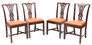 Mayhew Furniture Co. (Milwaukee) Chippendale Style Mahogany Side Chairs, H 38" W 19.75" Depth 19" 4 pcs