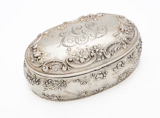 Gorham (American, Est. 1831) Edwardian Era Sterling Silver Jewelry Box, Ca. 1900, H 2" W 5.25" Depth 3.5" 7.2t oz