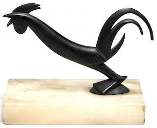 Modernist Cast Bronze Streamlined Rooster