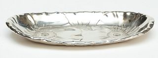 Wallace Silversmiths (American) 'Poppy' Sterling Silver Bread Tray, W 6.7" L 11.5" 10.67t oz