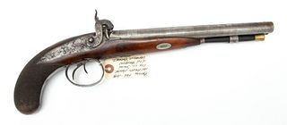 Thomas Conway (English) Side By Side Double Barrel Percussion Cap Pistol, Ca. 1840s, L 15"