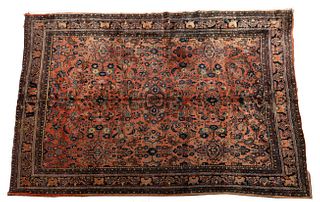 Persian Sarouk Handwoven Wool Rug, W 8' 10'' L 11' 5''