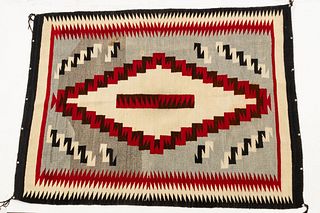 Navajo Hand Woven Wool Carpet Ca. 1930, W 45" L 60"