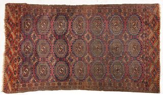 Turkoman Antique Hand Woven Wool Dowry Rug Ca. 1850, W 4' 1.5'' L 6' 8''