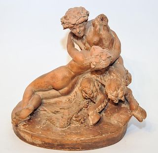 A Terracotta Statue of Nymph and Saturn.