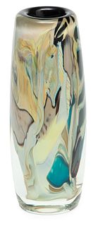 Mark Russell (American, 20/21st C.) Art Glass Vase, 1979, H 8" Dia. 3"