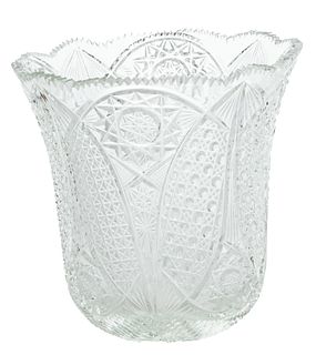 Hand Cut Glass Flower Vase H 9.5" W 9"