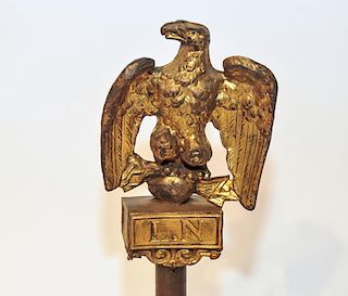 A European Eagle Gilding Brass Flagpole Topper.
