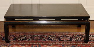 Japanned Black Lacquer Coffee Table, H 16" L 47" Depth 27.5"
