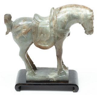 Chinese Carved Stone Tang Style Horse H 7" W 8.2"