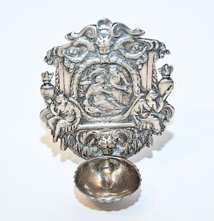 A Renaissance Style Silvered Metal Holy Water Font.
