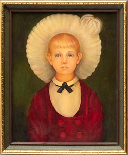 M.P. Hollyer Oil On Canvas,  20th C., Portrait Of A Young Girl, H 20" W 16"