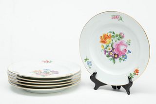 Meissen (Germany) Porcelain Plates, Dia. 9.25" 6 pcs