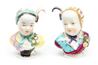 Royal Vienna Porcelain Bourbon Childrens' Heads Ca. 1900, H 4.5" 1 Pair