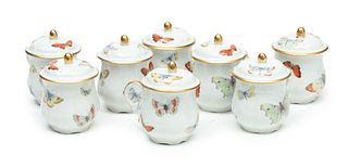 Limoges (France) Painted Porcelain Pots De Creme, Fired Gold, Dia. 4" 8 pcs