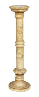 Variegated White Marble Pedestal, Ca. 1920, H 3' 5'' W 9''