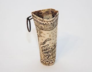 An Engraved Bone Measure Cup.
