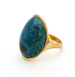 14kt Yellow Gold & Turquoise Ring, 12g Size: 6.25