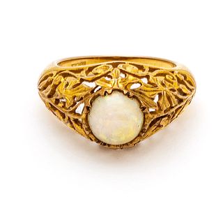 375 Yellow Gold And Opal Ring, Size 7 Ca. 1930