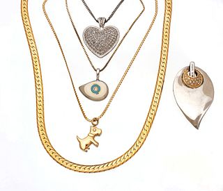 Gold And Silver Necklace Grouping 5 pcs