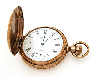 Waltham Watch Company Hunter Case Pocket Watch, Gold Filled Dia. 1.5"