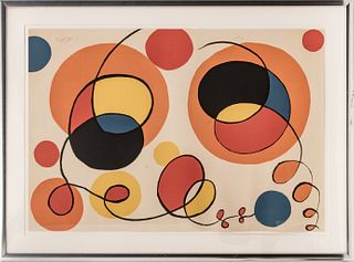 Alexander Calder (American, 1898-1976) Lithograph In Colors On Paper, 1970, Loops And Spheres, H 29.5" W 43"