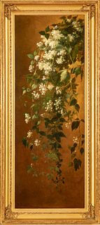 Benjamin Champney (American, 1817-1907) Oil On Panel, Ca. 1875, Virgin's Bower, H 48" W 18"