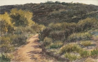 Edmund Osthaus (American, 1858-1928) Watercolor On Paper, Hillside Path, H 12" W 19"