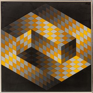 Victor Vasarely (French/Hungarian, 1906-1997) Serigraph In Colors On Wove Paper, 1970, Gestalt, H 31.5" W 31.5"