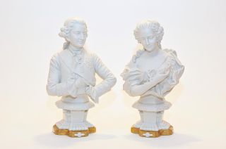 A Pair of KPM Porcelain Busts. Height: 30 cm.