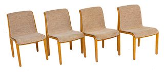 Bill Stephens For Knoll (American) Laminated Bentwood Side Chairs, H 31" W 19.5" Depth 23" 4 pcs