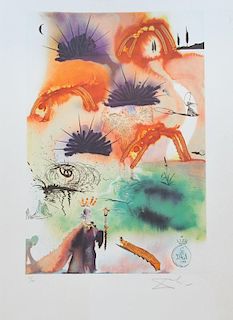 19/300 Salvador Dali. "Alice in Wonderland" Hand Signed Limited Edition Lithograph.