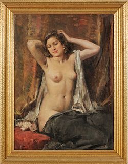 Attilio Toro (Italian, 1892-1982) Oil On Canvas, An Italian Beauty, H 31" W 23"